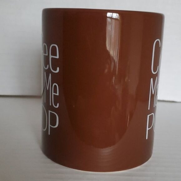 2 Coffee Makes Me Poop Mugs Cups Brown CONTAINERS - Picture 12 of 16